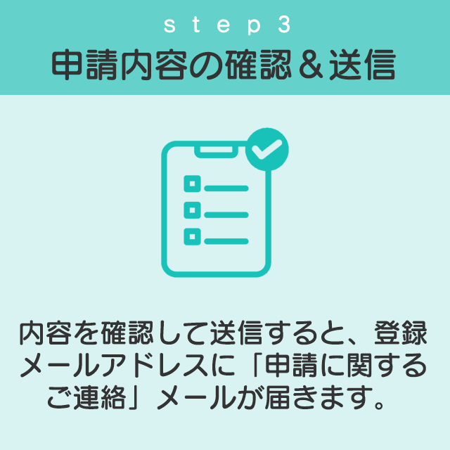 申請内容の確認、送信